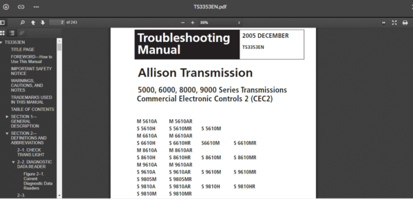 SERVICE MANUAL 5000, 6000, 8000, and 9000 Series ALLISON