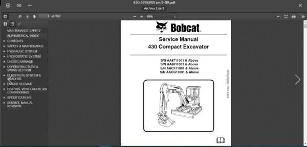 SERVICE MANUAL BOBCAT 430 SMS - Image 2