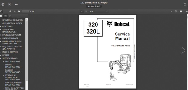 SERVICE MANUAL BOBCAT 320-322 - Image 2