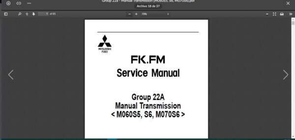 SERVICE MANUAL  Fuso FK & FM Series 1996-2001 - Image 2