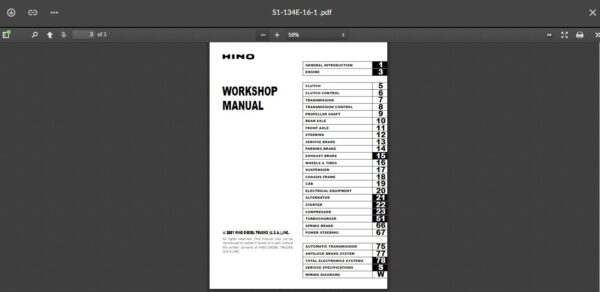 SERVICE MANUAL HINO FD.FE.FF.SG 2001 - Image 2