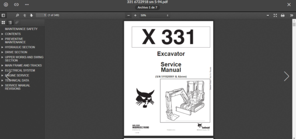 SERVICE MANUAL BOBCAT 331 334 sms - Image 2