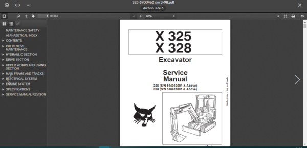 SERVICE MANUAL BOBCAT 325-328 sms - Image 3