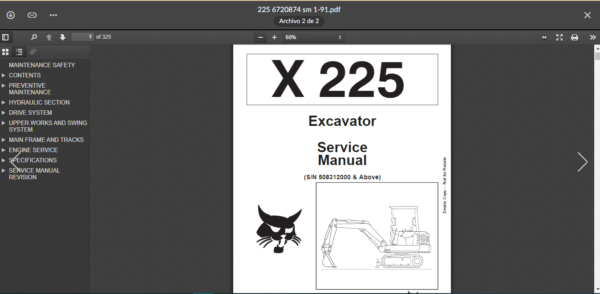 SERVICE MANUAL BOBCAT 225 SMS - Image 2