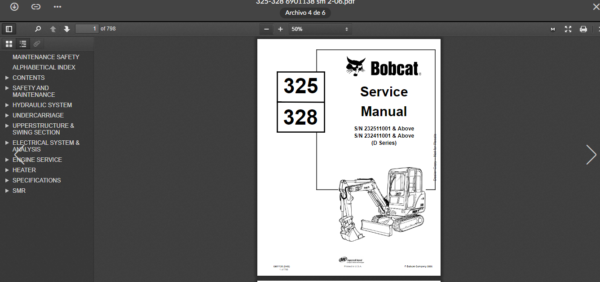 SERVICE MANUAL BOBCAT 325-328 sms - Image 4