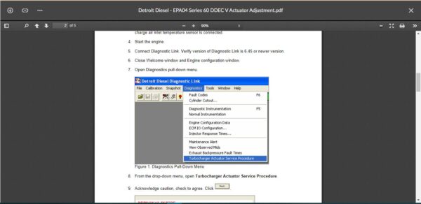 SERVICE MANUAL  EPA04 Series 60 DDEC V Actuator Adjustment - Image 2