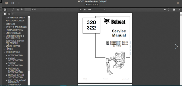 SERVICE MANUAL BOBCAT 320-322 - Image 3