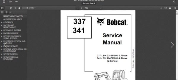 SERVICE MANUAL BOBCAT 337 - 341 sms - Image 2