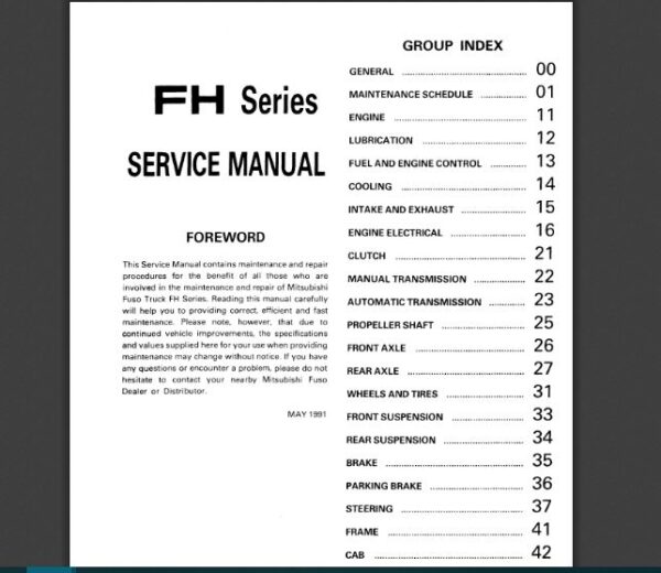 SERVICE MANUAL  Fuso FH Series 1992-1995