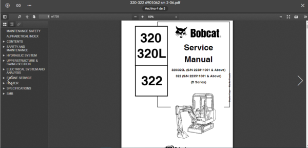 SERVICE MANUAL BOBCAT 320-322 - Image 4