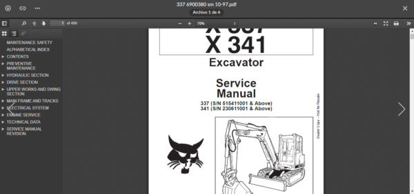 SERVICE MANUAL BOBCAT 337 - 341 sms - Image 3