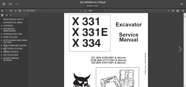 SERVICE MANUAL BOBCAT 331 334 sms - Image 3