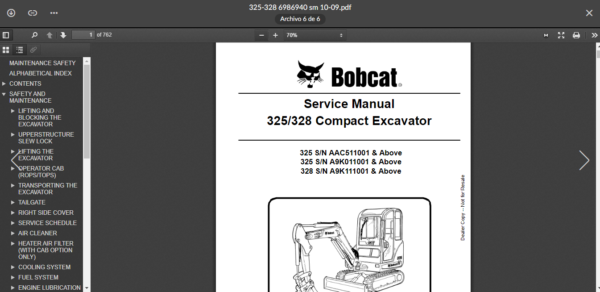 SERVICE MANUAL BOBCAT 325-328 sms - Image 5