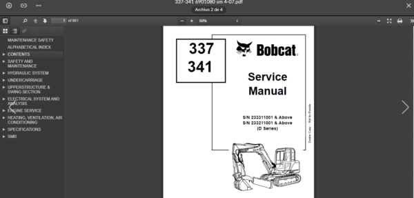 SERVICE MANUAL BOBCAT 337 - 341 sms - Image 4