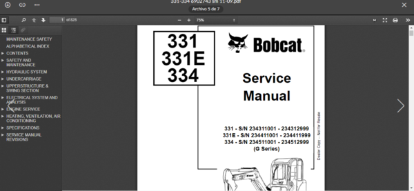 SERVICE MANUAL BOBCAT 331 334 sms - Image 5