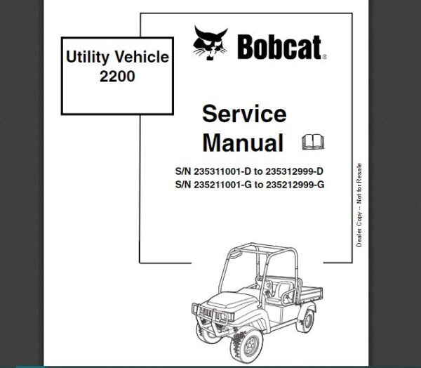 SERVICE MANUAL  BOBCAT  2200 2300 sms