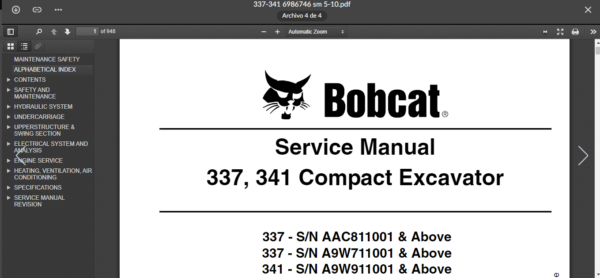 SERVICE MANUAL BOBCAT 337 - 341 sms - Image 5