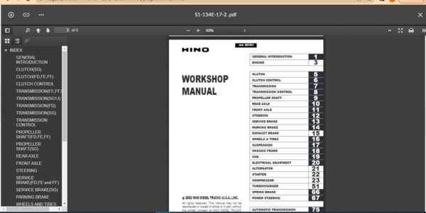 SERVICE MANUAL HINO FD.FE.FF.SG 2002 - Image 3