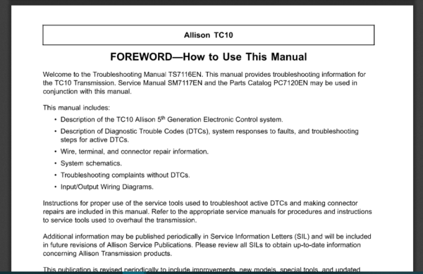 SERVICE MANUAL TROUBLESHOOTING TC10 5TH GENERATION ALLISON - Image 4