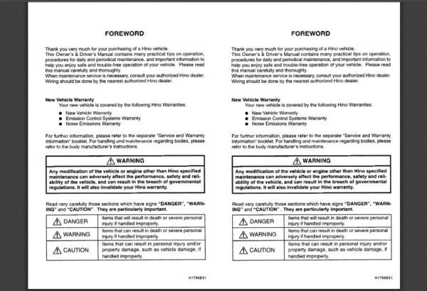 SERVICE MANUAL HINO FD.FE.FF.SG 2003 - Image 2