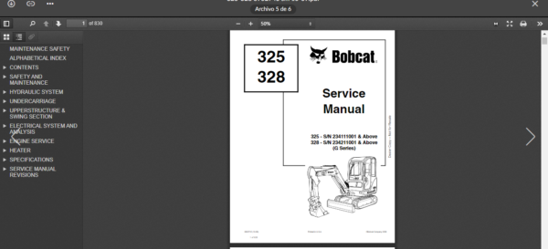 SERVICE MANUAL BOBCAT 325-328 sms - Image 7