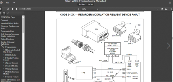 service manual TroubleshootingManual Allison TransmissionMD/HD/B -Series -TransmissionsWTEC II Controls - Image 3