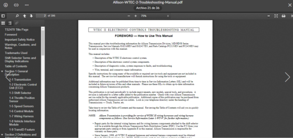 service manual TroubleshootingManual Allison TransmissionMD/HD/B -Series -TransmissionsWTEC II Controls - Image 4