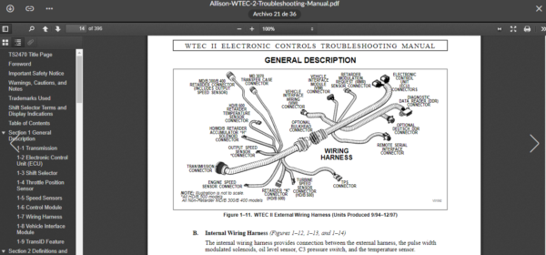 service manual TroubleshootingManual Allison TransmissionMD/HD/B -Series -TransmissionsWTEC II Controls - Image 5