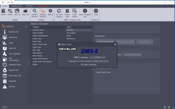 The Doosan DMS 5 3.1 is a diagnostic software designed for heavy machinery and trucks. It enhances the operational capabilities of Doosan equipment through advanced monitoring and diagnostic functions. This software has evolved over time, integrating user-friendly features and supporting various models. The installation process is straightforward and can be completed remotely via TeamViewer.